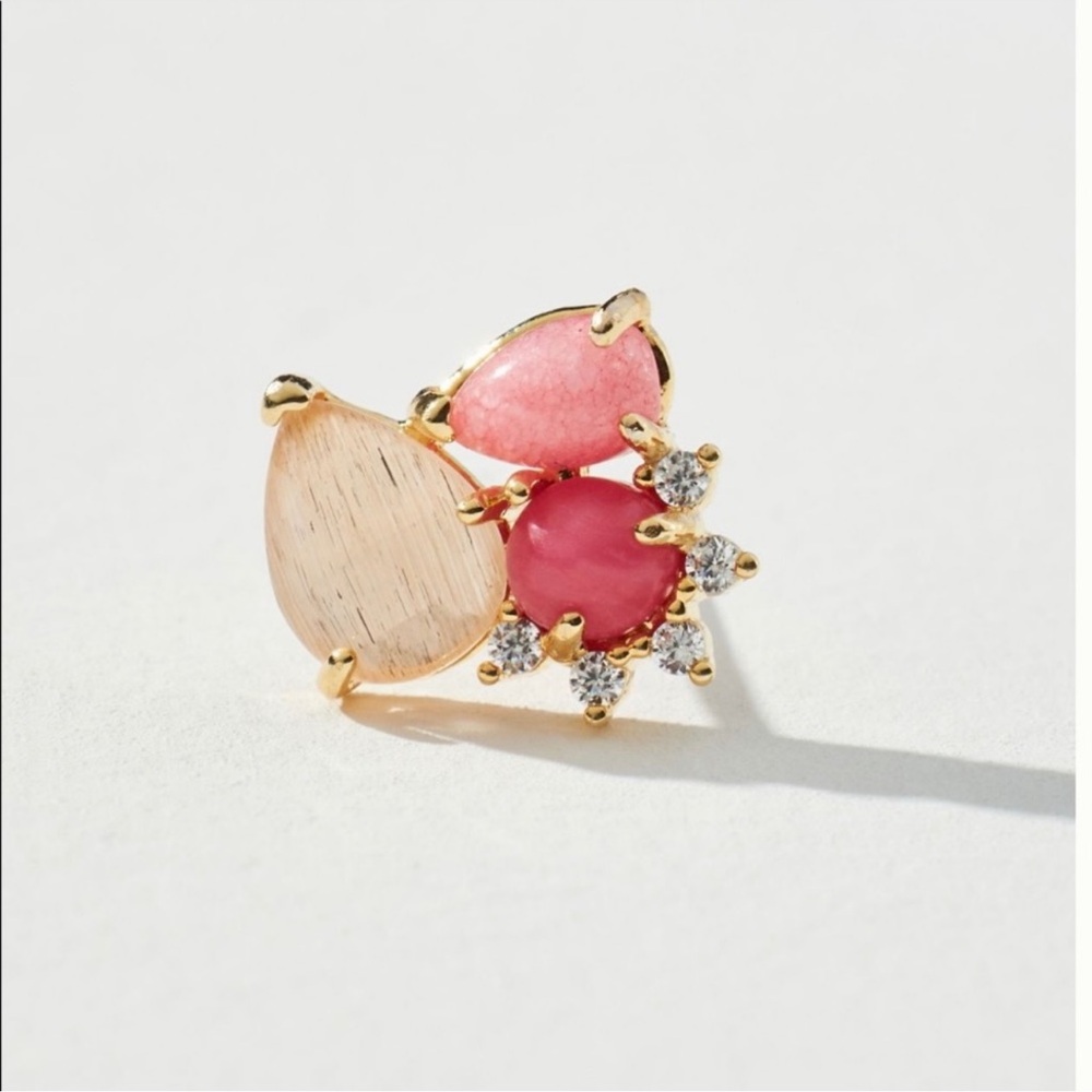 Anthropologie stone cluster earring in pink - Picture 5 of 13